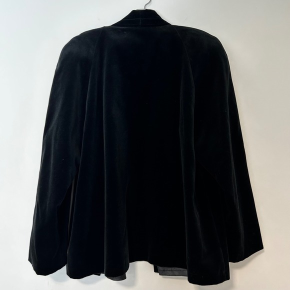 COLLECTIONS Black Velvet Shawl Collar Open Front Jacket Size L Made in Canada - Picture 5 of 8